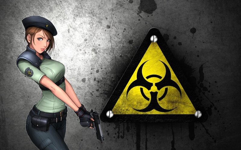 anime officer with biohazard sign