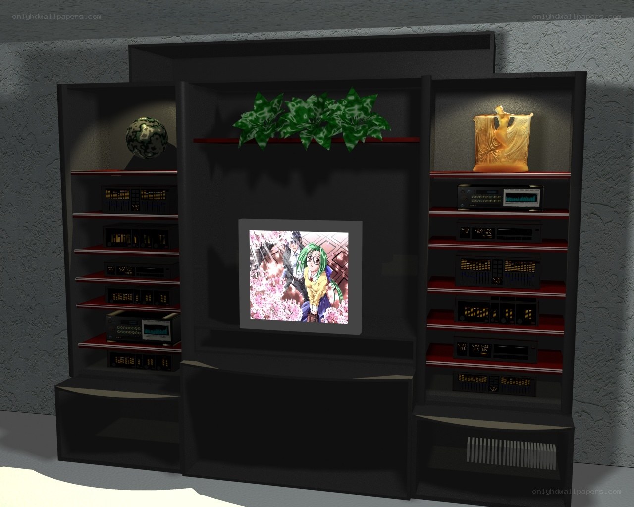 anime on entertainment center
