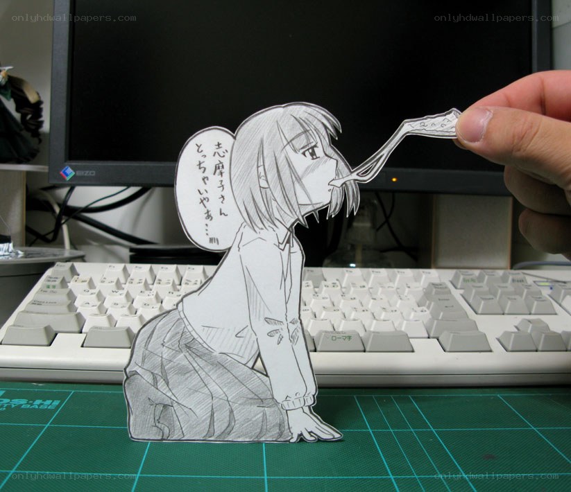 Anime paper cutout figure