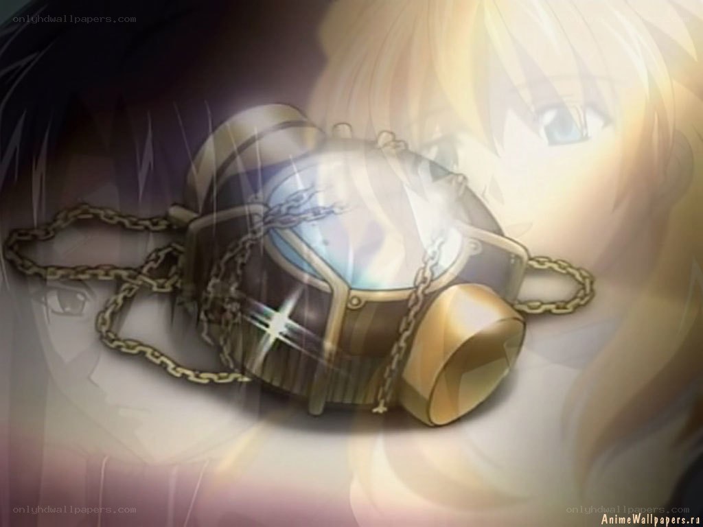 Anime pendant with glowing gem