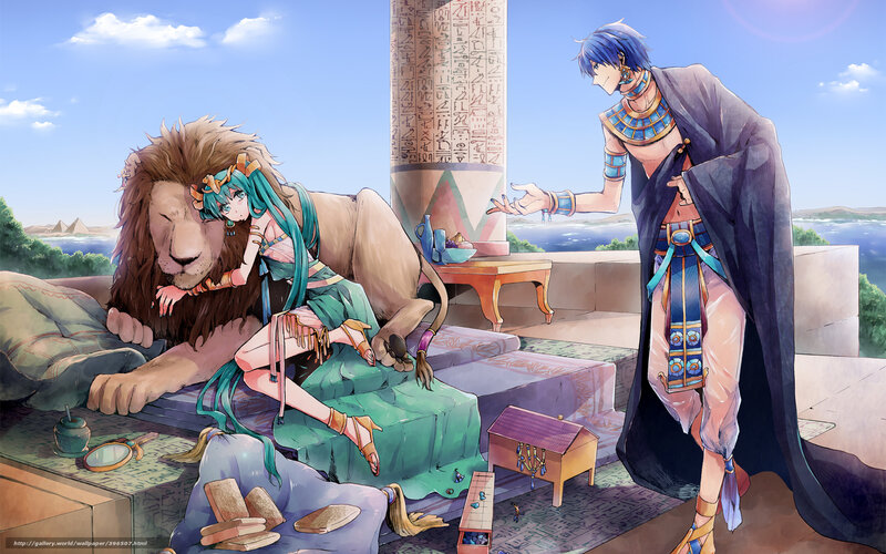 Anime pharaohs with lion