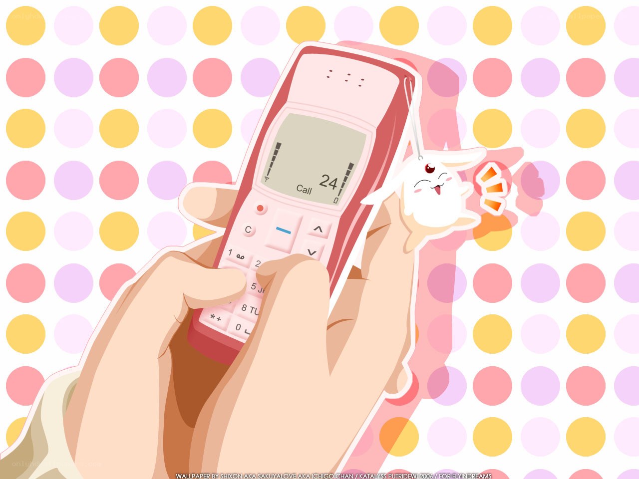Anime phone with bunny charm