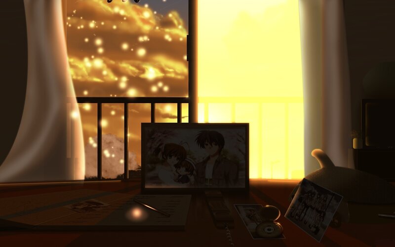 Anime Photo on Desk — Yellow