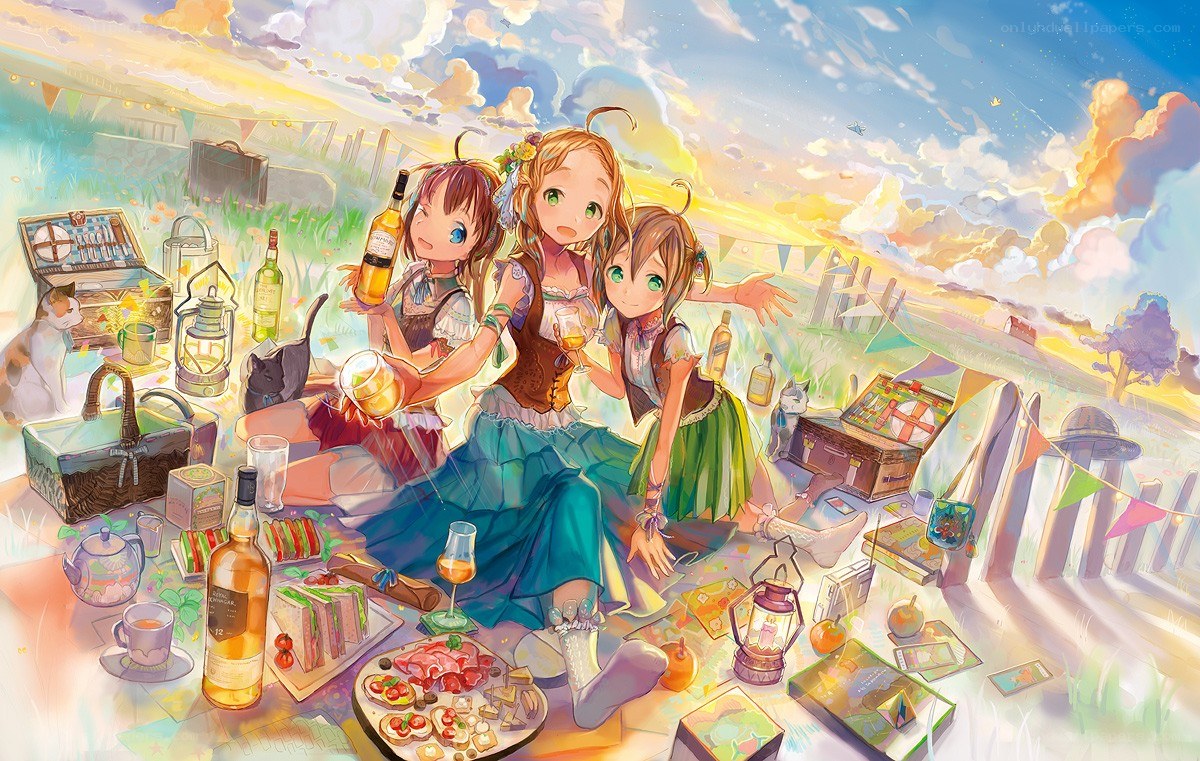 Anime picnic scene