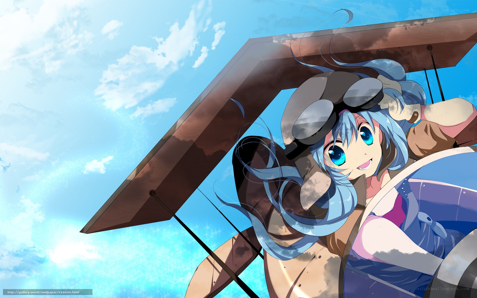 anime pilot in biplane