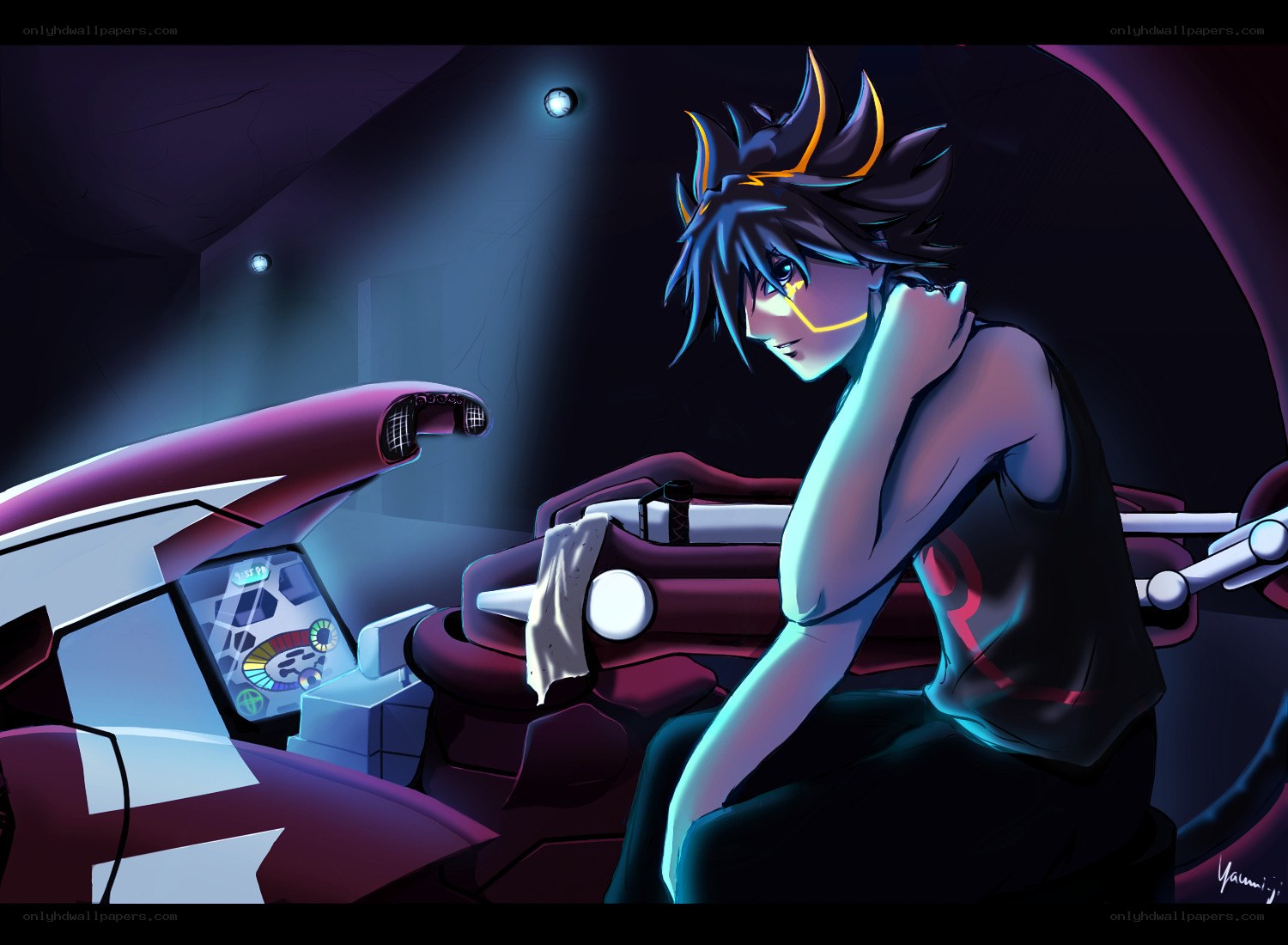 anime pilot in cockpit