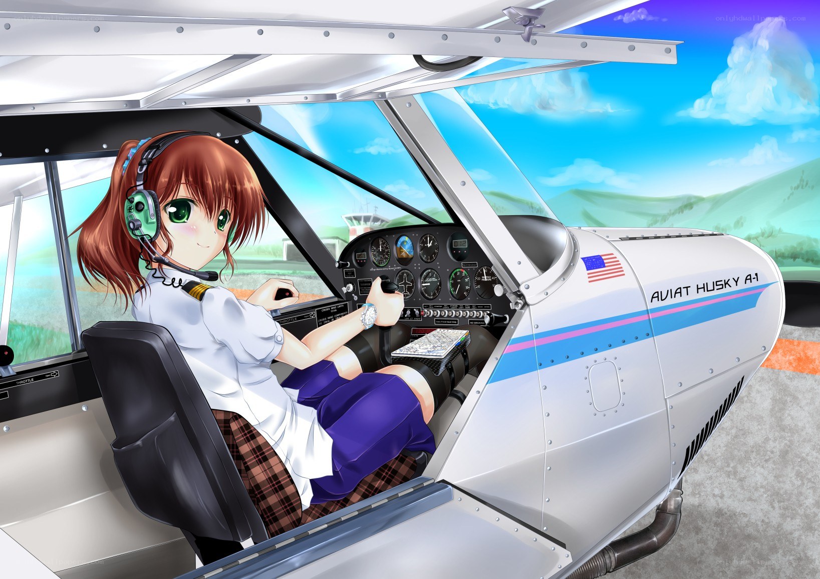 anime pilot in cockpit