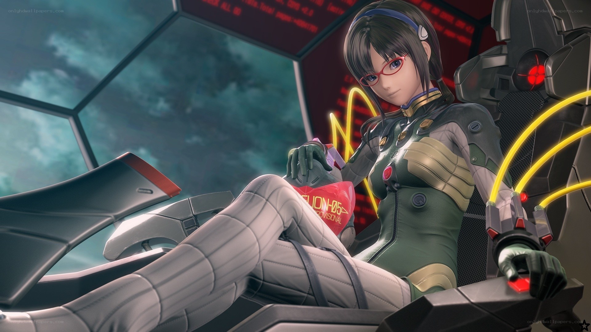 anime pilot in cockpit