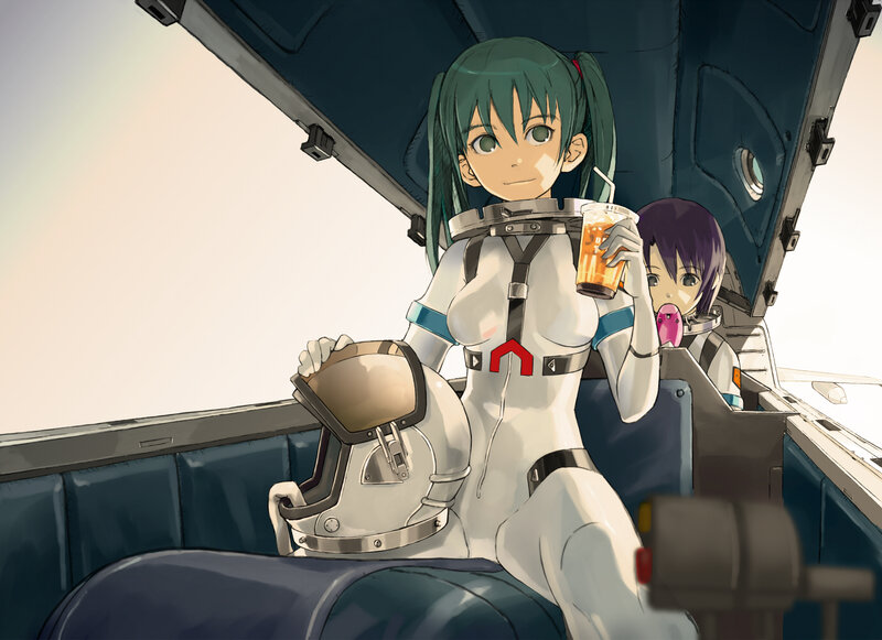 Anime Pilot in Cockpit — White
