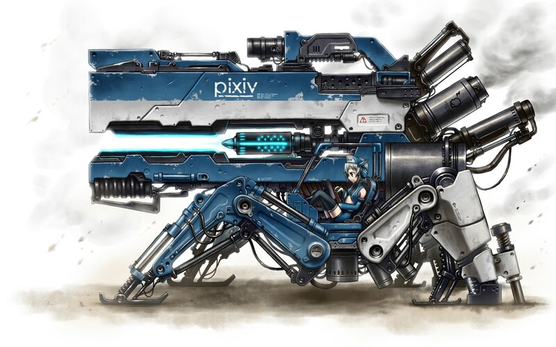 Anime Pilot in Mech — Blue
