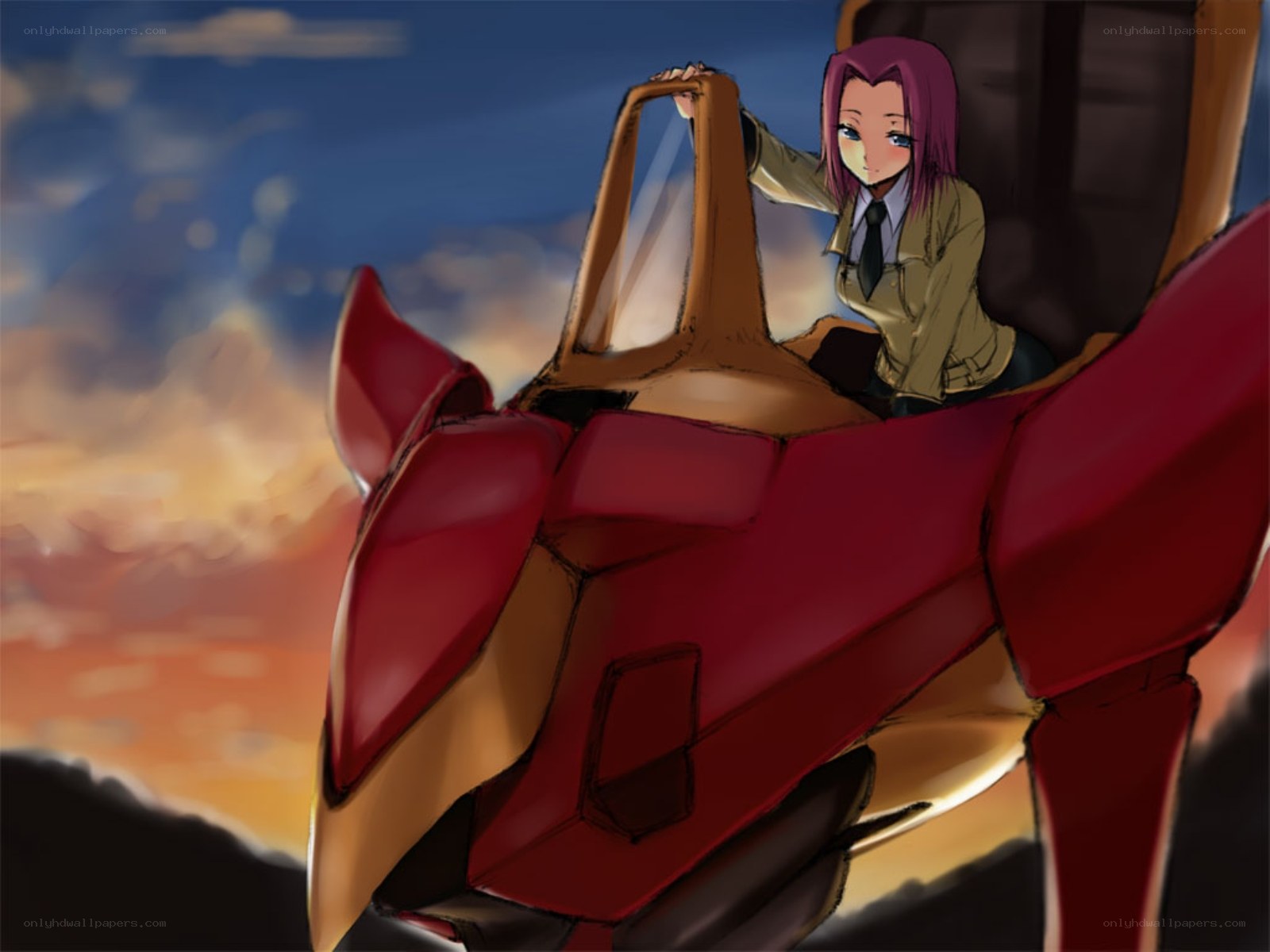 anime pilot in red mech