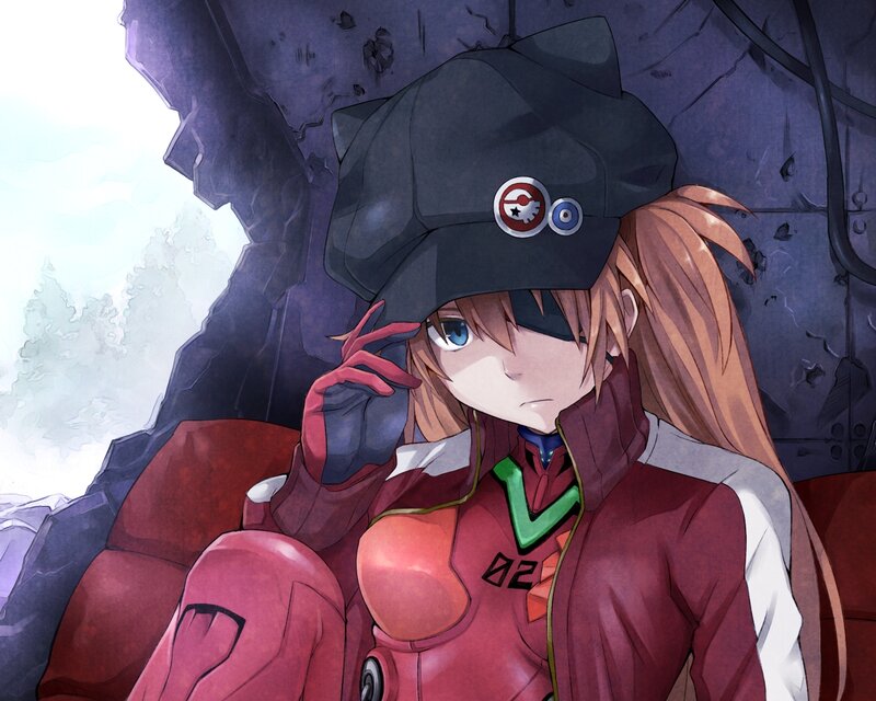 Anime Pilot in Red Suit — Dramatic, Hat