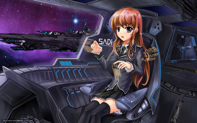anime pilot in spaceship cockpit