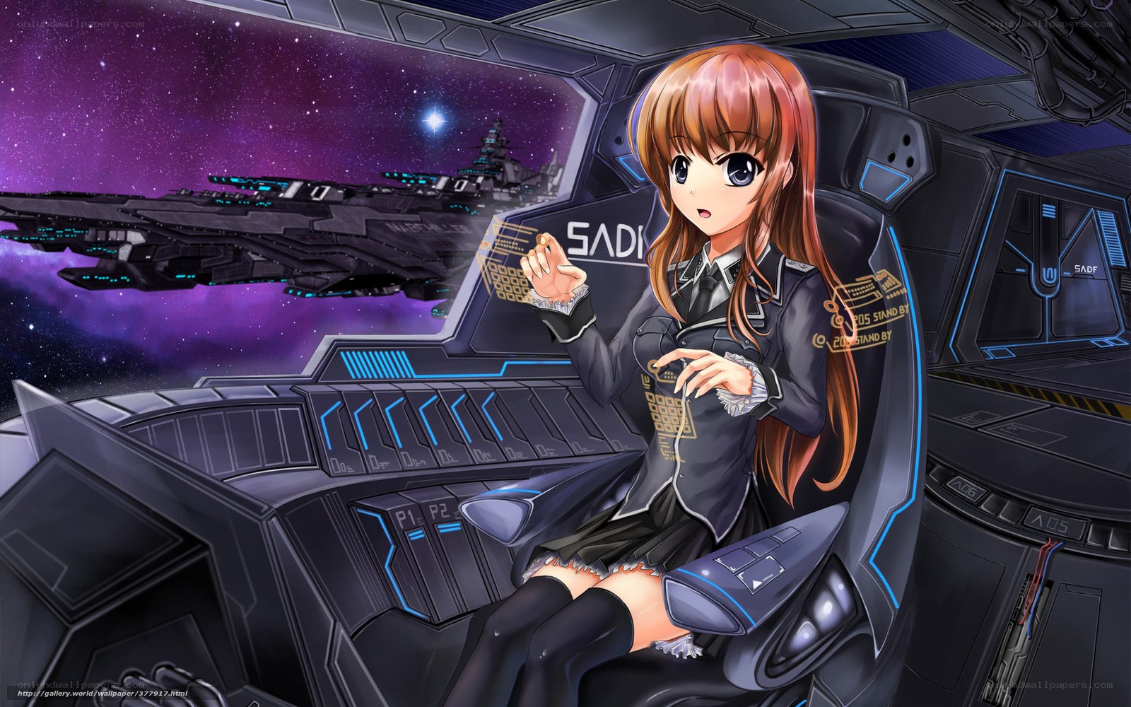 anime pilot in spaceship cockpit