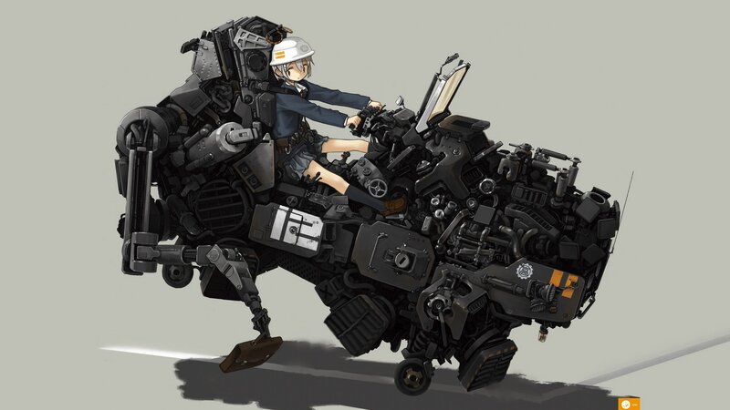 anime pilot on mech vehicle