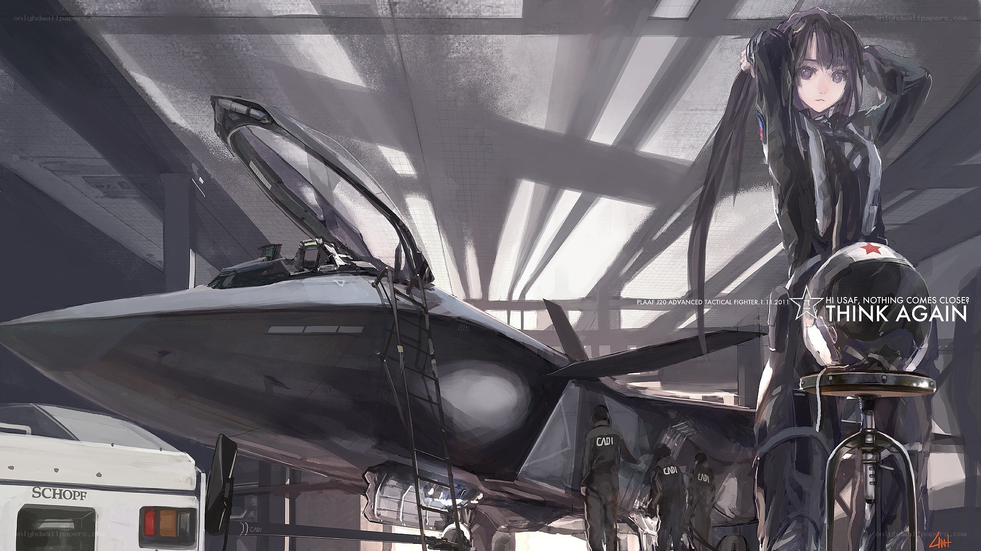 anime pilot with fighter jet