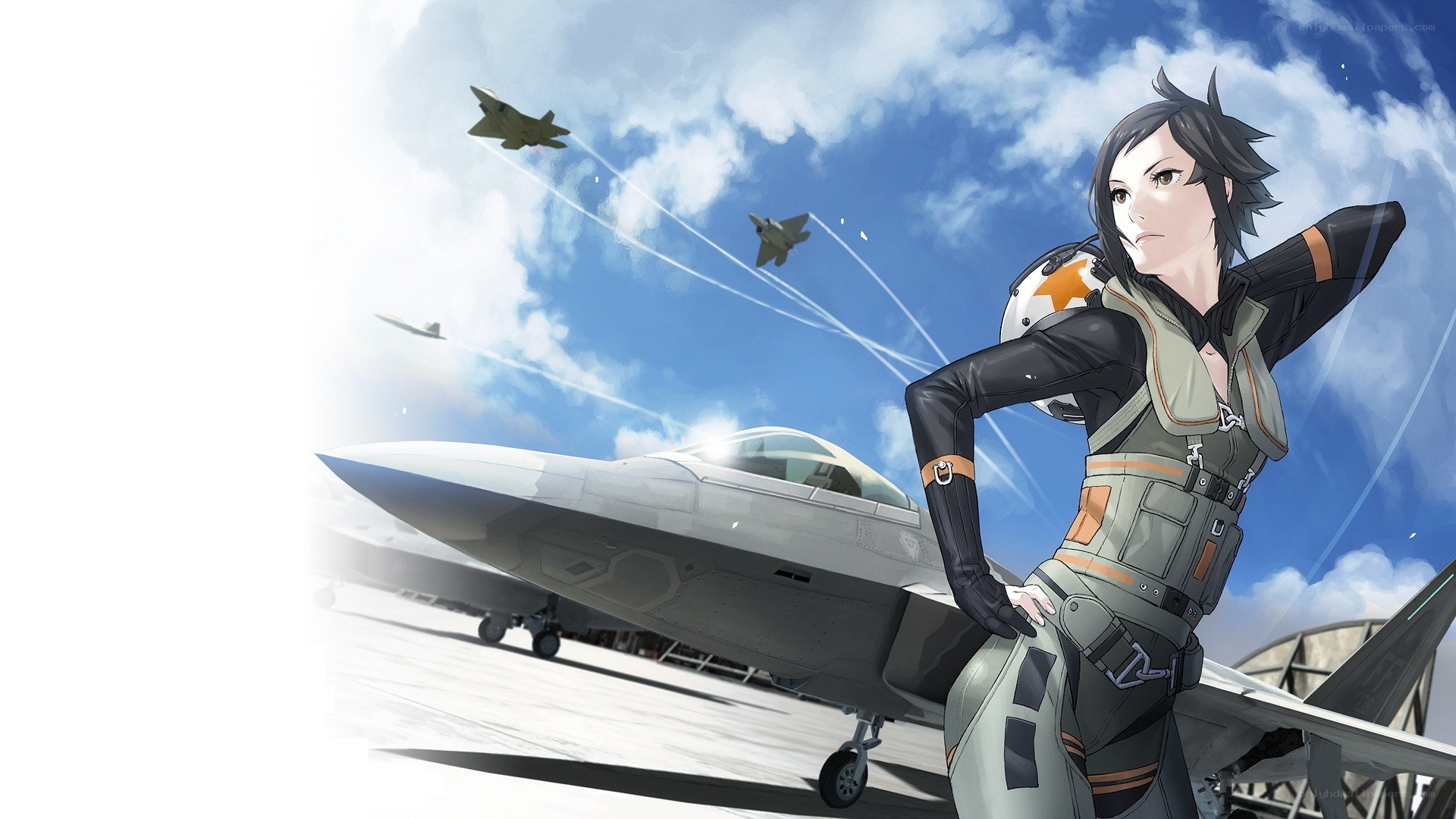 anime pilot with fighter jets