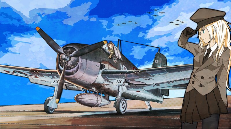 anime pilot with fighter plane