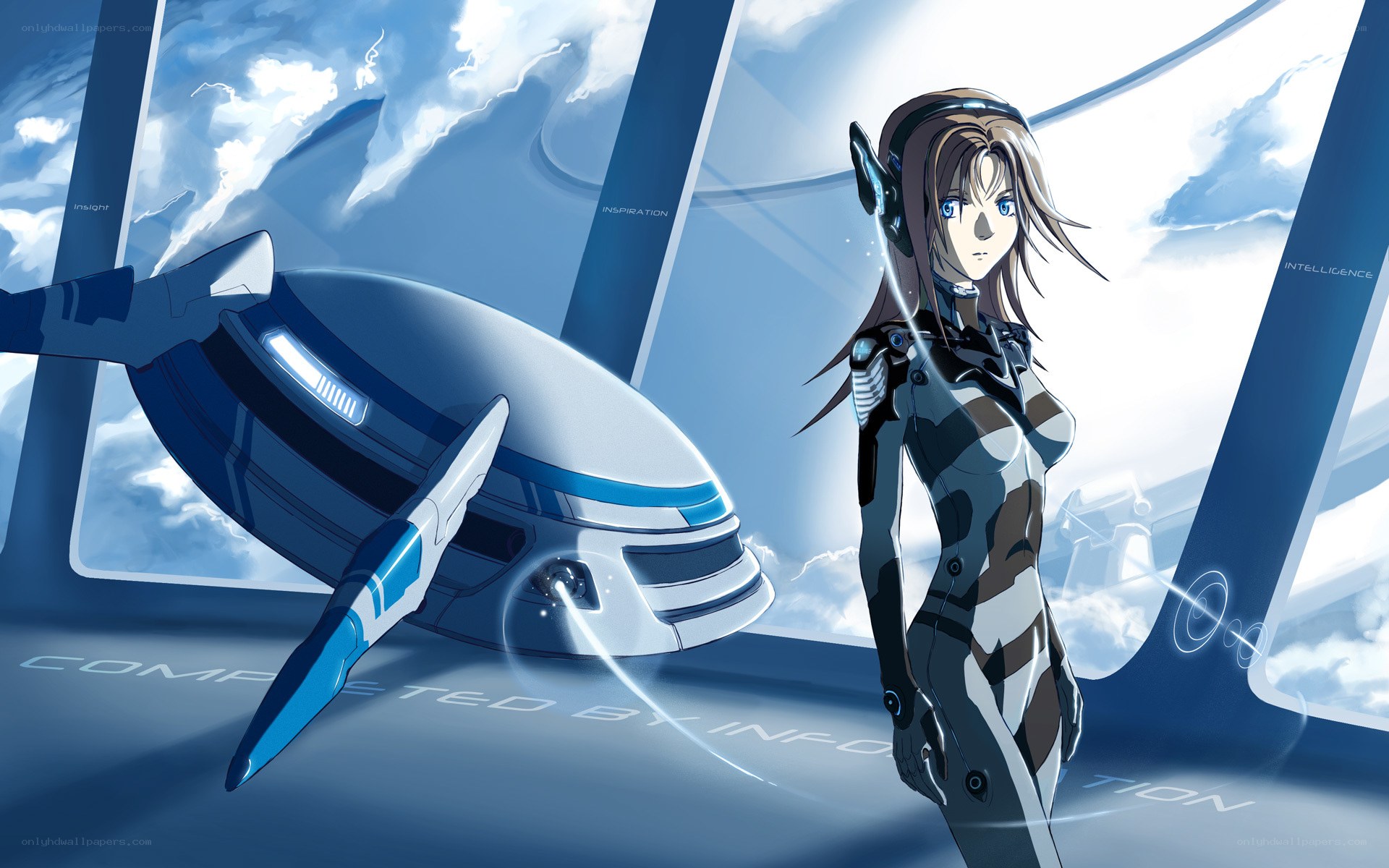 anime pilot with futuristic aircraft