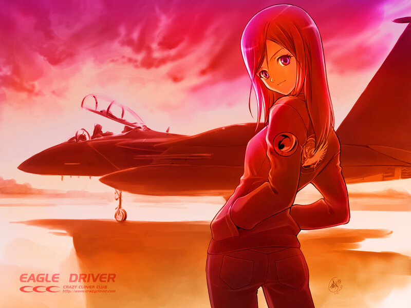 anime pilot with jet aircraft