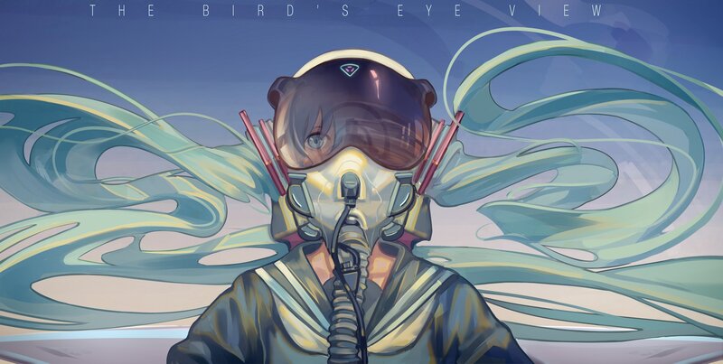 Anime Pilot with Long Hair — Blue