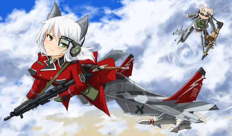 anime pilots in sky battle