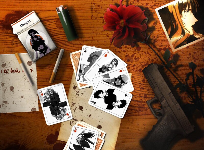 Anime Playing Cards on Table