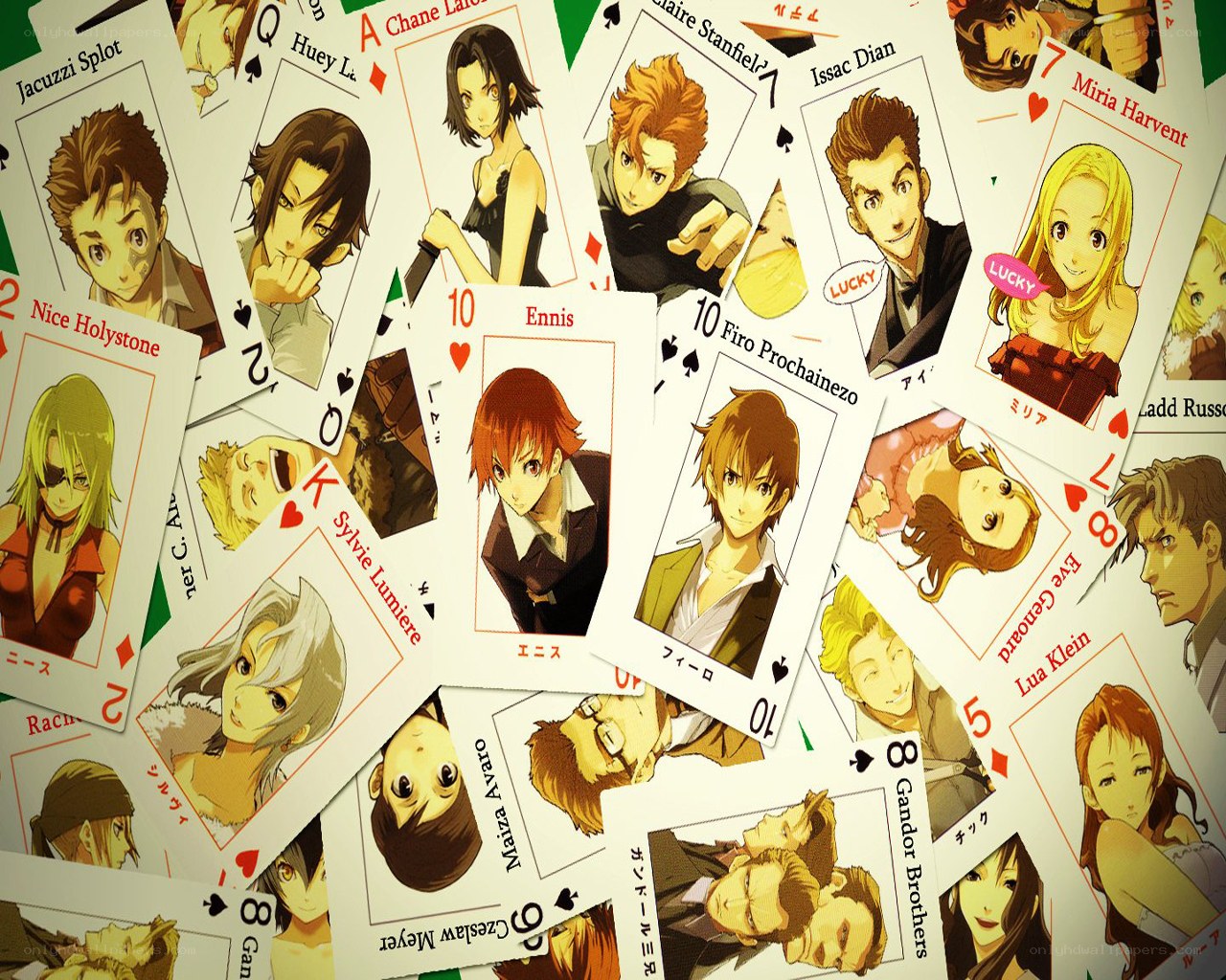 Anime playing cards with characters