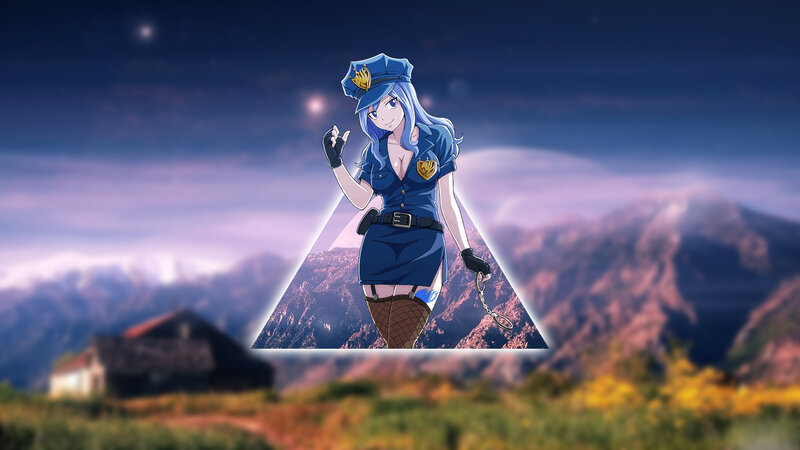 Anime Police Officer — Blue, Dramatic, Night
