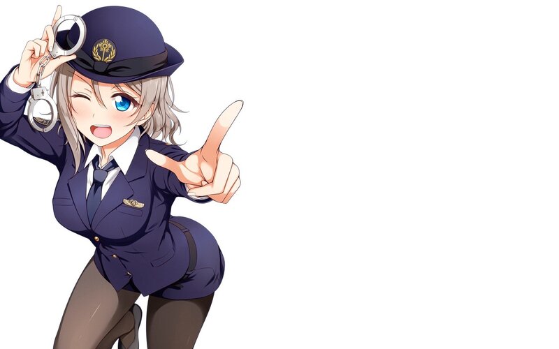Anime Police Officer — Blue, Playful