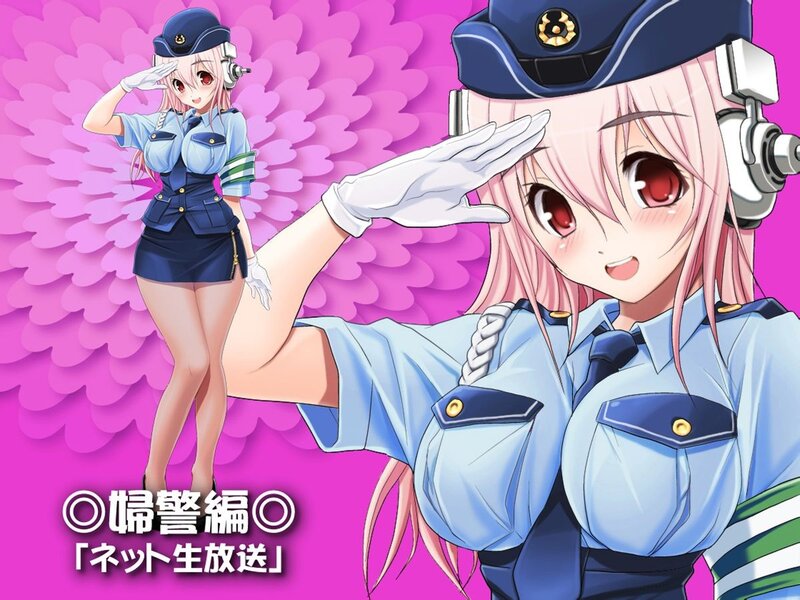 Anime police officer saluting