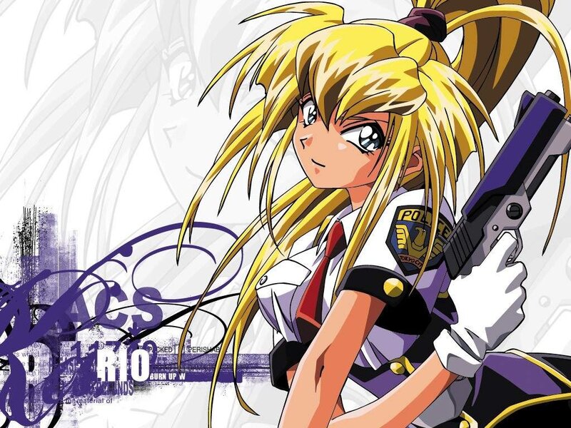 anime police officer with gun
