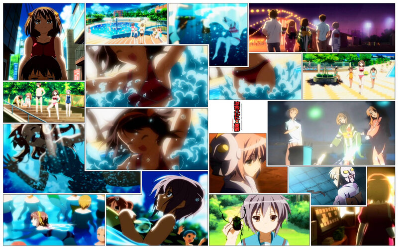 Anime pool scenes collage