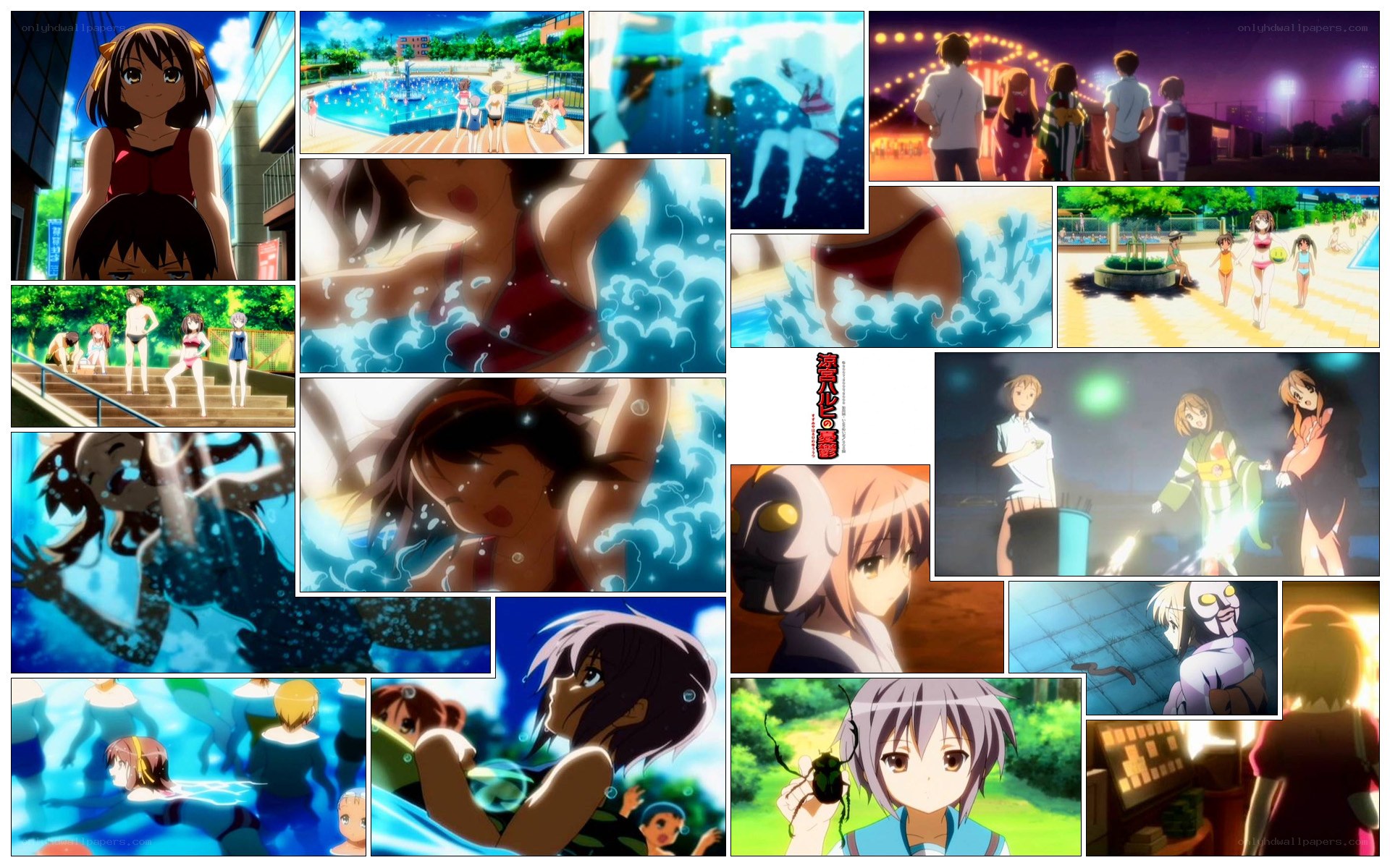 Anime pool scenes collage