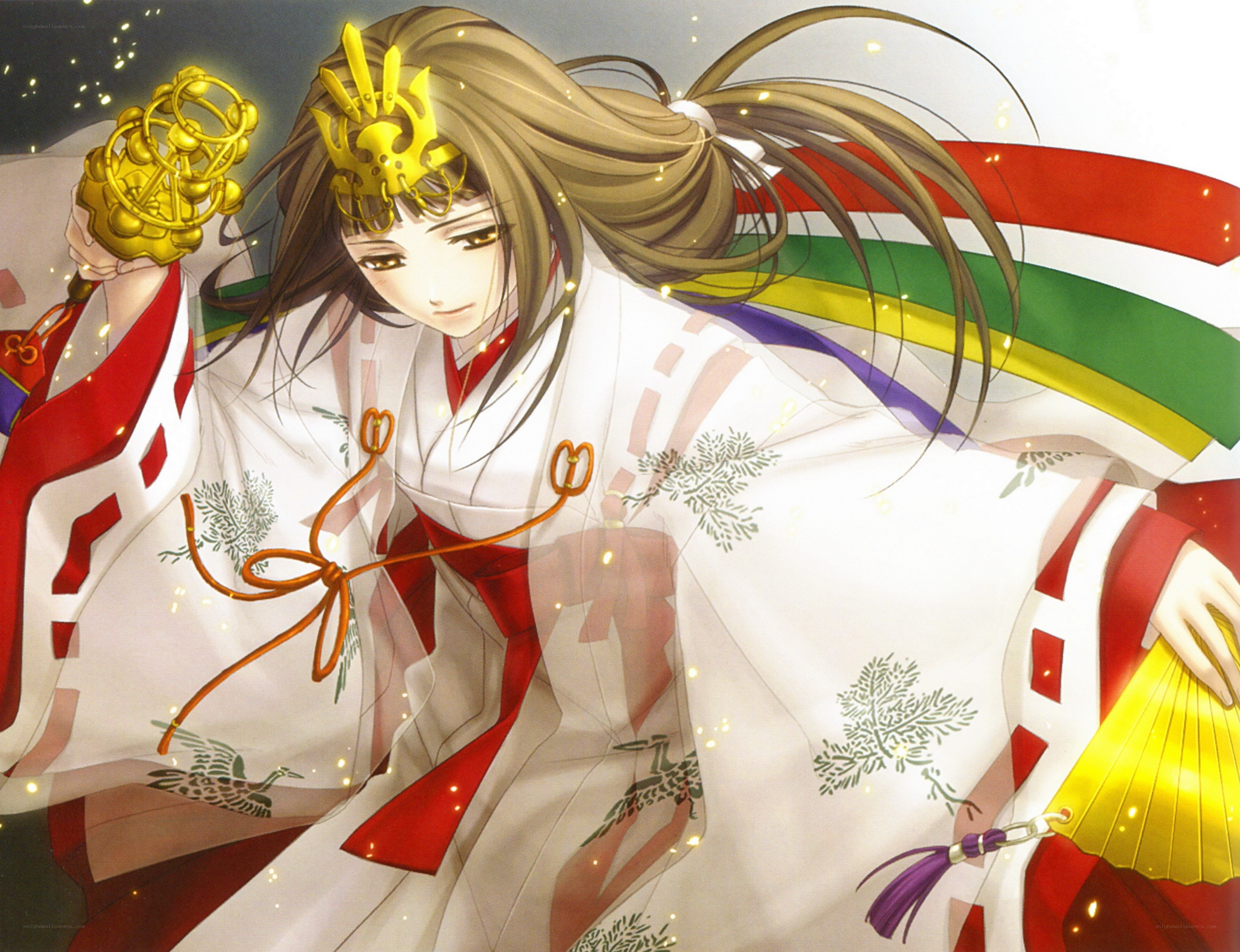 anime priestess with golden staff