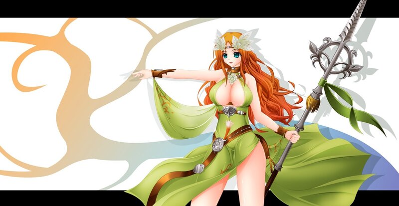 Anime priestess with staff