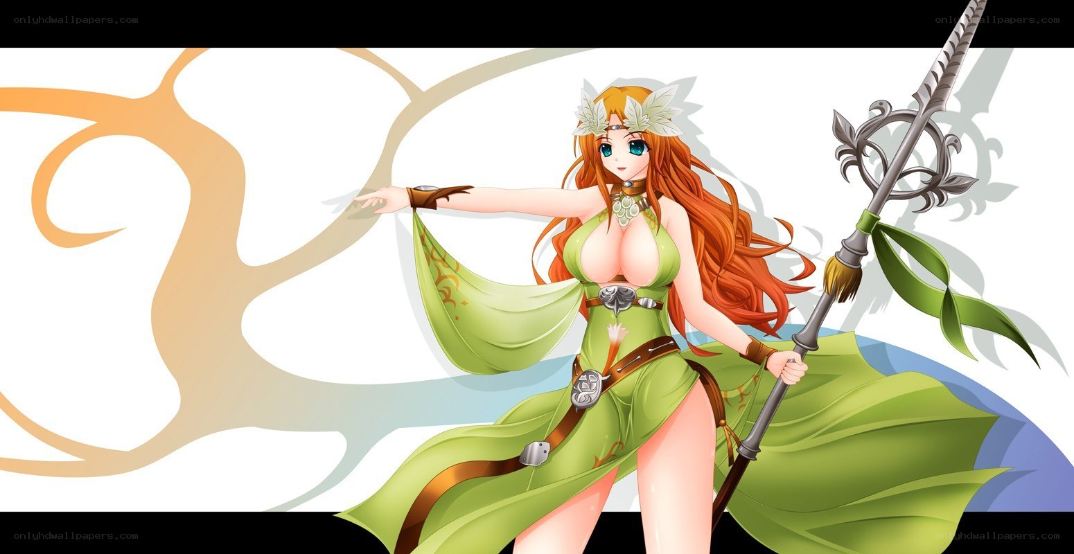 Anime priestess with staff