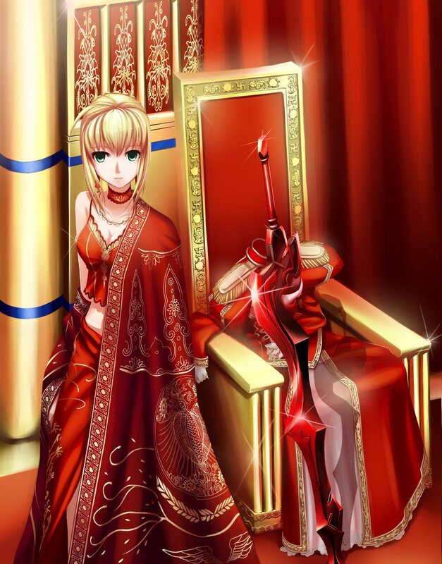 Anime queen in red gown