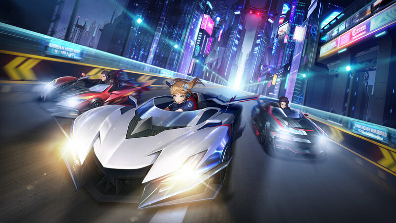 Anime Racers in Futuristic Cars