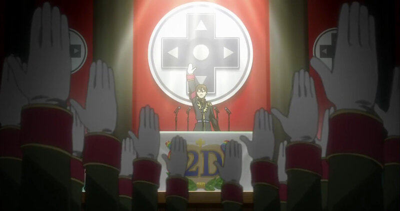 anime rally with controller symbol