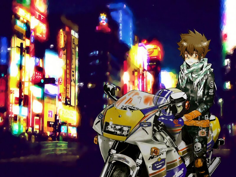 anime rider in neon city