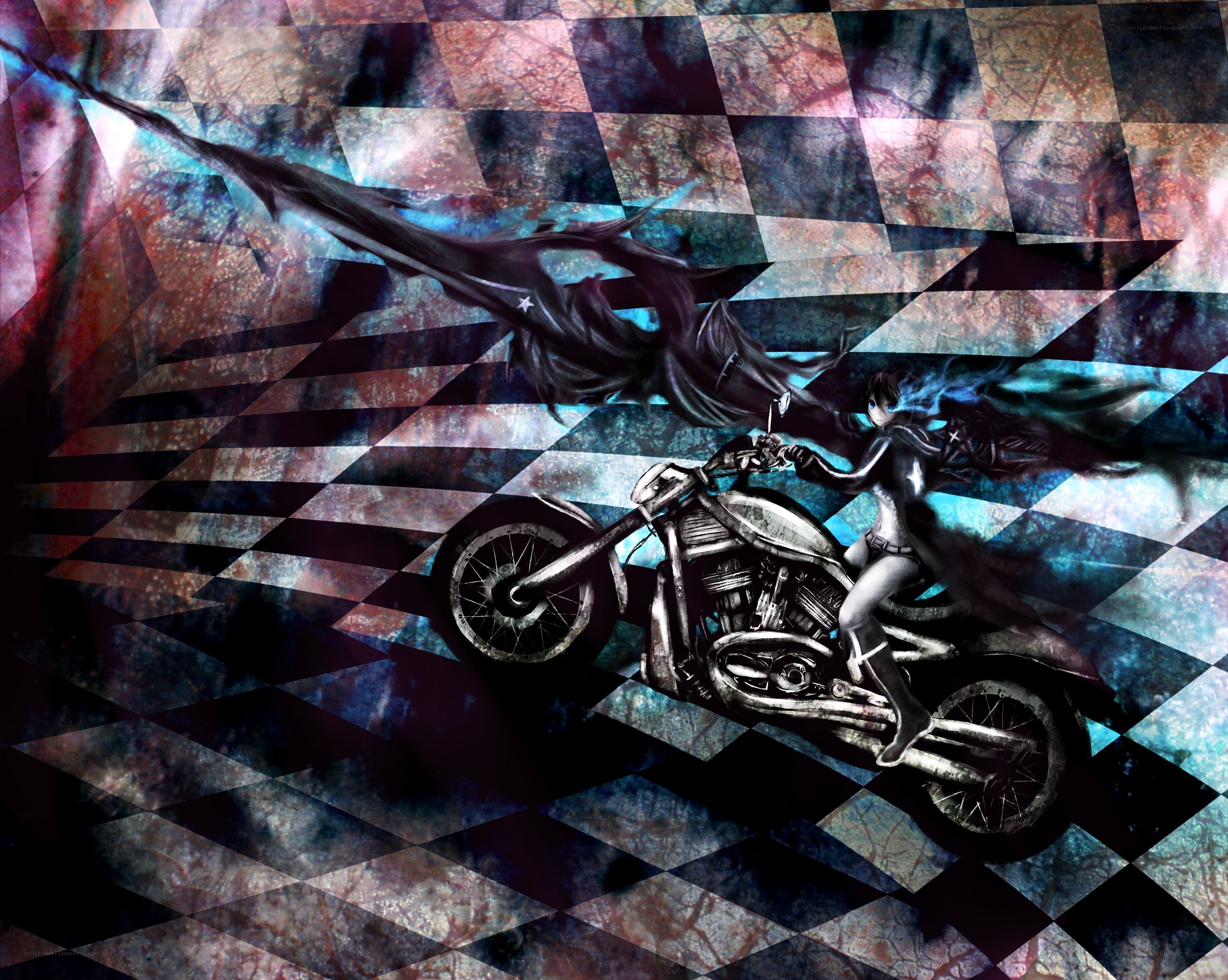 Anime rider on a motorcycle