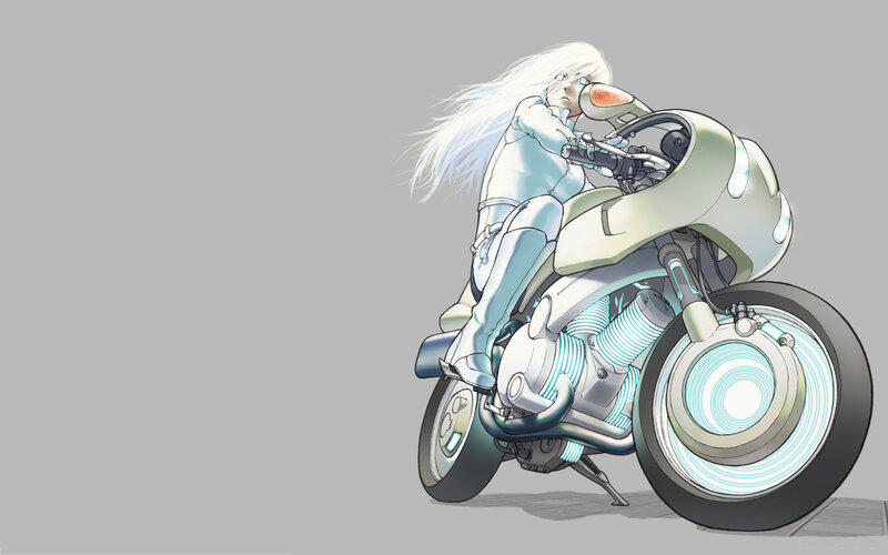 anime rider on futuristic motorcycle