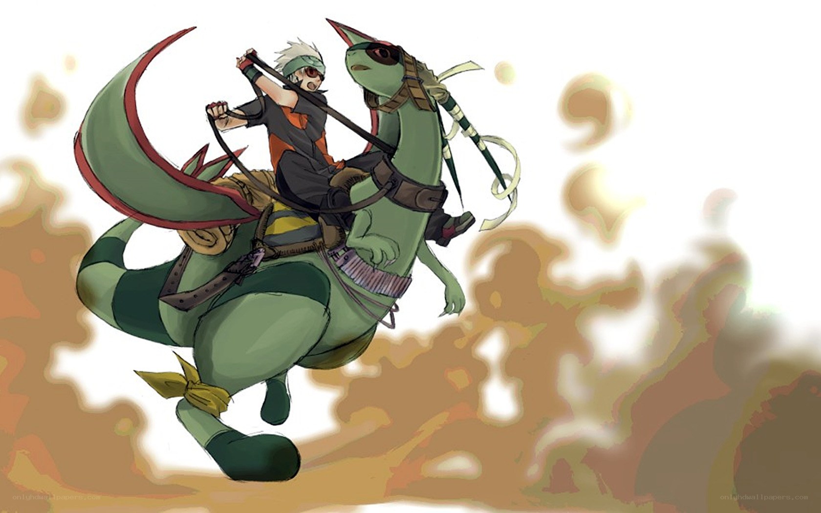 anime rider on green creature
