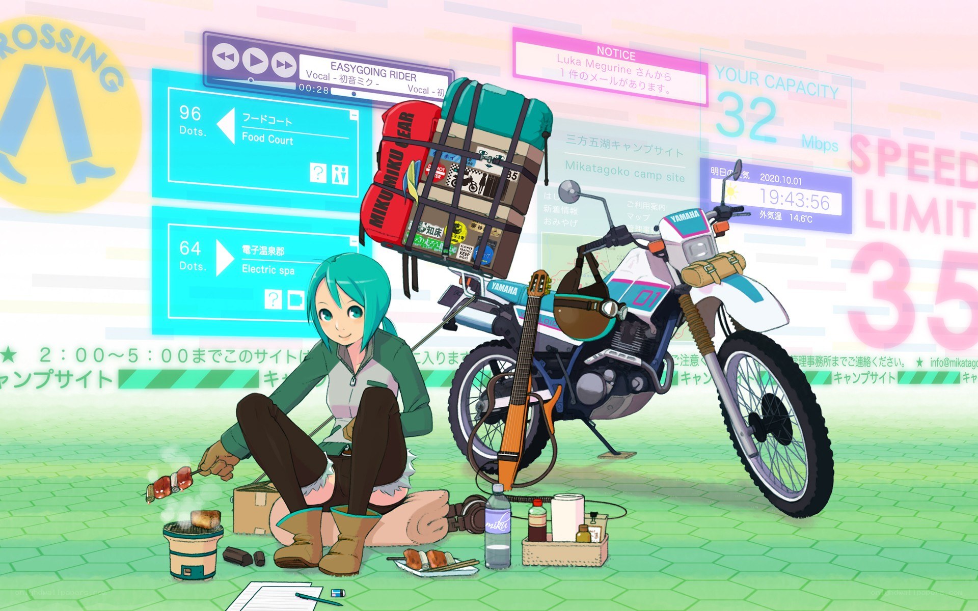 Anime rider with motorcycle