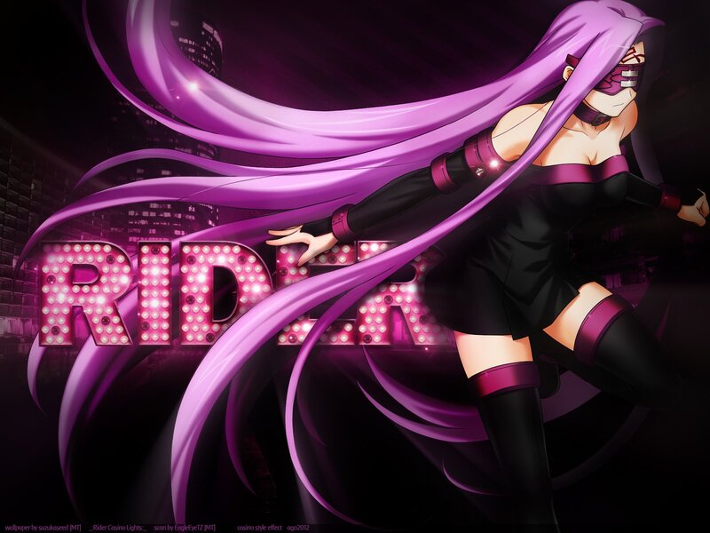 Anime rider with purple hair