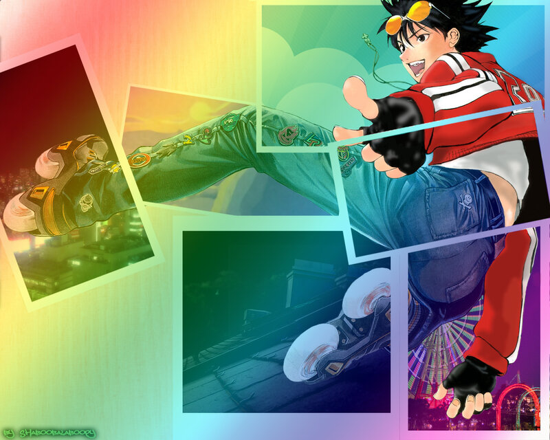 anime roller skater action