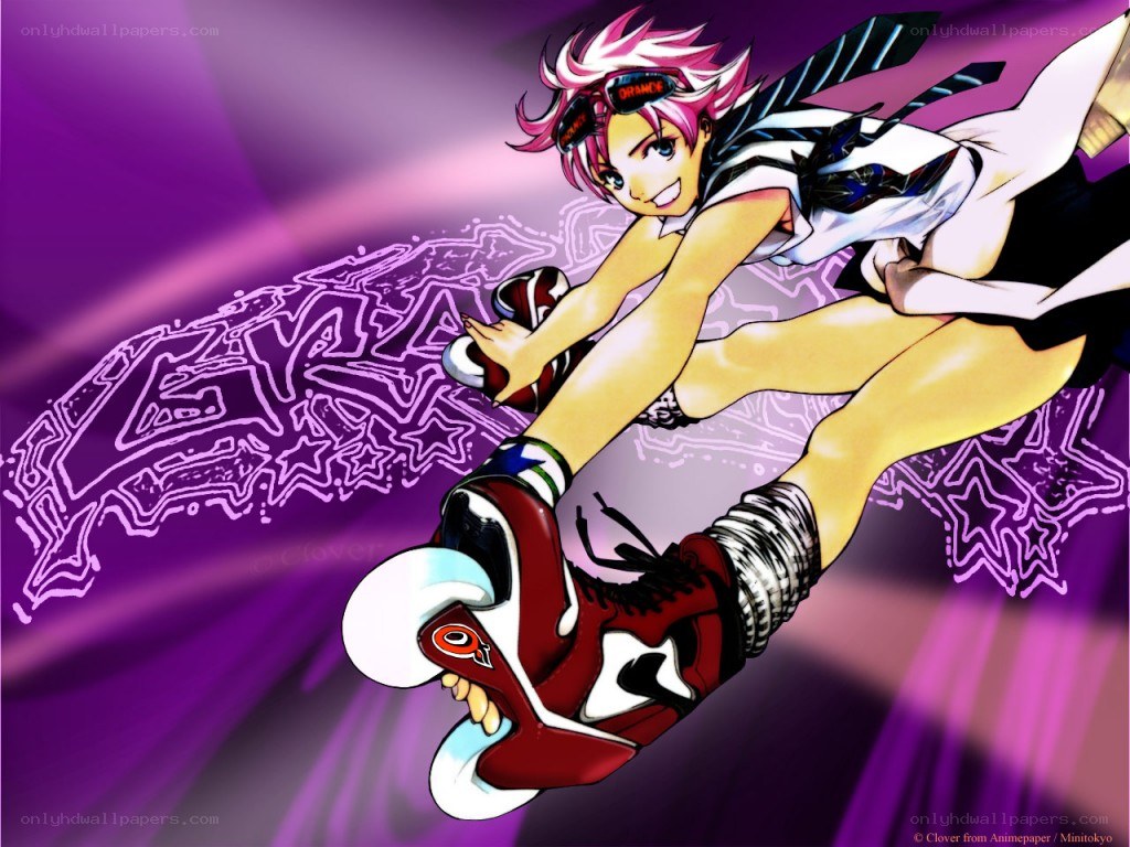 anime roller skater in action