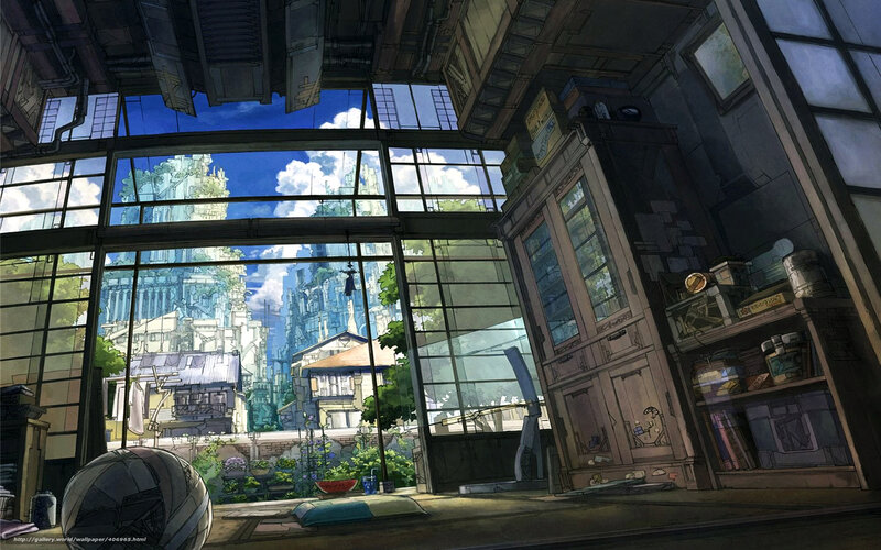 Anime room with city view