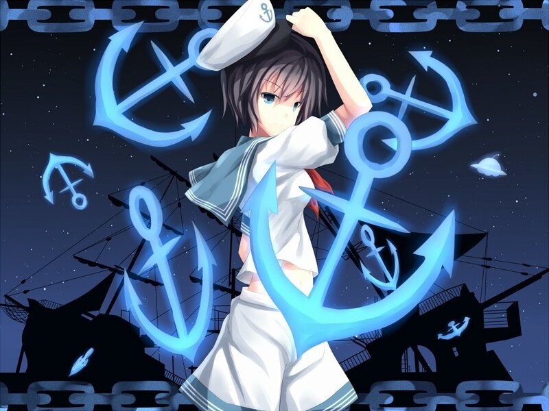 anime sailor girl with anchors
